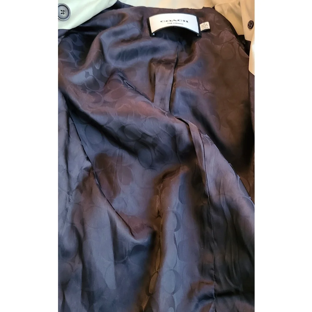 Coach Solid Short Trench Coat Beige Preppy Utilitarian Film Noir Minimalist XS - Picture 12 of 16